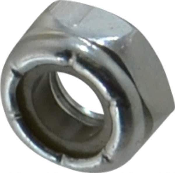 Value Collection - 1/4-28 UNF Grade 2 Hex Jam Lock Nut with Nylon Insert - 7/16" Width Across Flats, 7/32" High, Zinc-Plated Finish - Top Tool & Supply