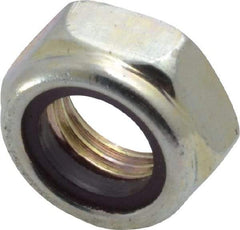 Value Collection - 3/8-24 UNF Grade 2 Hex Jam Lock Nut with Nylon Insert - 9/16" Width Across Flats, 9/32" High, Zinc-Plated Finish - Top Tool & Supply