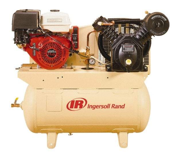 Ingersoll-Rand - 13 HP Two Stage Gas Engine Air Compressor - Honda Engine, Horizontal Configuration, 30 Gallon, 19 CFM, 175 Max psi - Top Tool & Supply