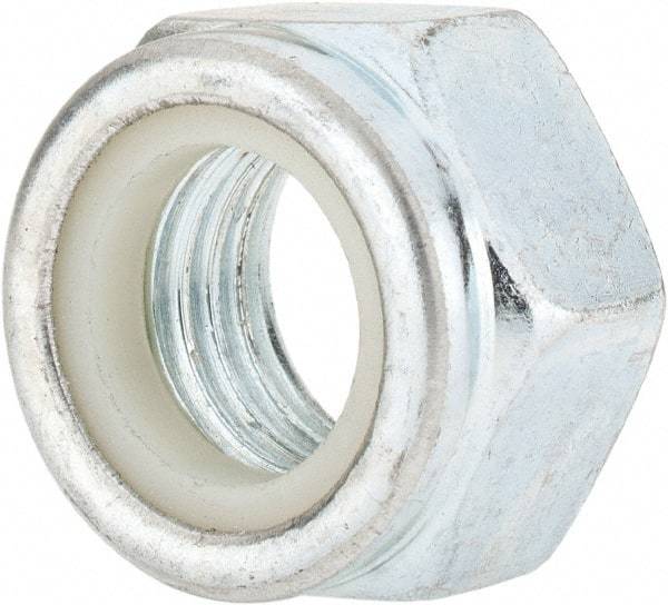 Value Collection - M20x2.50 Metric Coarse Grade 8 Hex Lock Nut with Nylon Insert - 20mm High, Zinc-Plated Finish - Top Tool & Supply