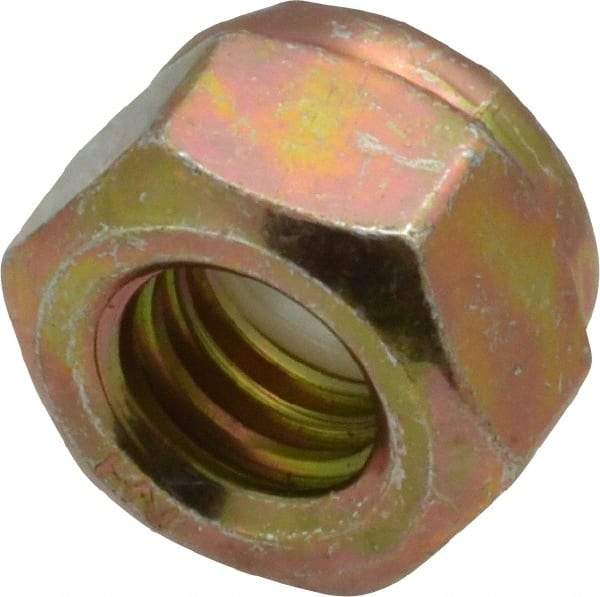 Value Collection - 5/16-18 UNC Grade 8 Hex Lock Nut with Nylon Insert - 1/2" Width Across Flats, 23/64" High, Zinc Yellow Dichromate Finish - Top Tool & Supply