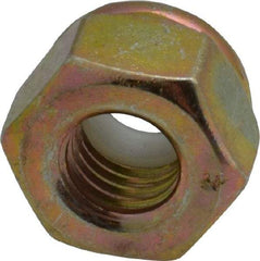 Value Collection - 1/4-28 UNF Grade 8 Hex Lock Nut with Nylon Insert - 7/16" Width Across Flats, 19/64" High, Zinc Yellow Dichromate Finish - Top Tool & Supply