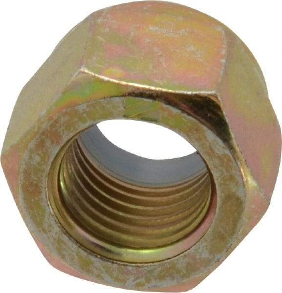 Value Collection - 3/8-24 UNF Grade 8 Hex Lock Nut with Nylon Insert - 9/16" Width Across Flats, 15/32" High, Zinc Yellow Dichromate Finish - Top Tool & Supply