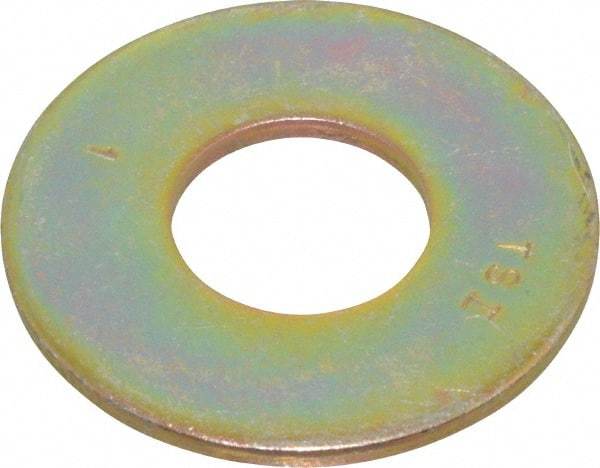 Value Collection - 1" Screw, Grade 8 Steel USS Flat Washer - 1-1/16" ID x 2-1/2" OD, 11/64" Thick, Zinc Yellow Dichromate Finish - Top Tool & Supply