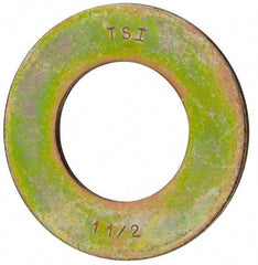 Value Collection - 1-1/2" Screw, Grade 8 Steel SAE Flat Washer - 1-9/16" ID x 3" OD, 5/32" Thick, Zinc Yellow Dichromate Finish - Top Tool & Supply