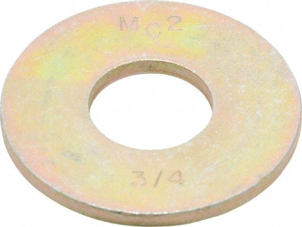 Value Collection - 3/4" Screw, Grade 8 Steel Extra Thick Flat Washer - Zinc Yellow Dichromate Finish - Top Tool & Supply