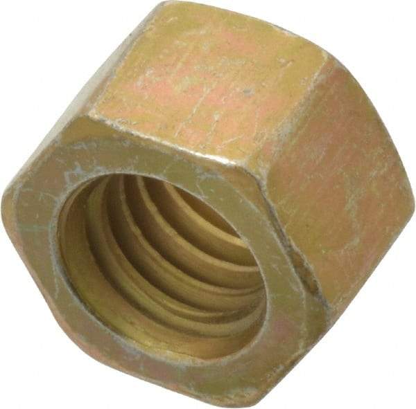 Value Collection - 3/8-16 UNC Steel Right Hand Hex Nut - 9/16" Across Flats, 21/64" High, Zinc Yellow Dichromate Cad & Waxed Finish - Top Tool & Supply