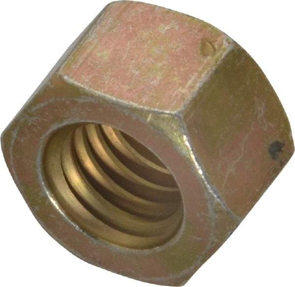 Value Collection - 7/16-14 UNC Steel Right Hand Hex Nut - 11/16" Across Flats, 3/8" High, Zinc Yellow Dichromate Cad & Waxed Finish - Top Tool & Supply