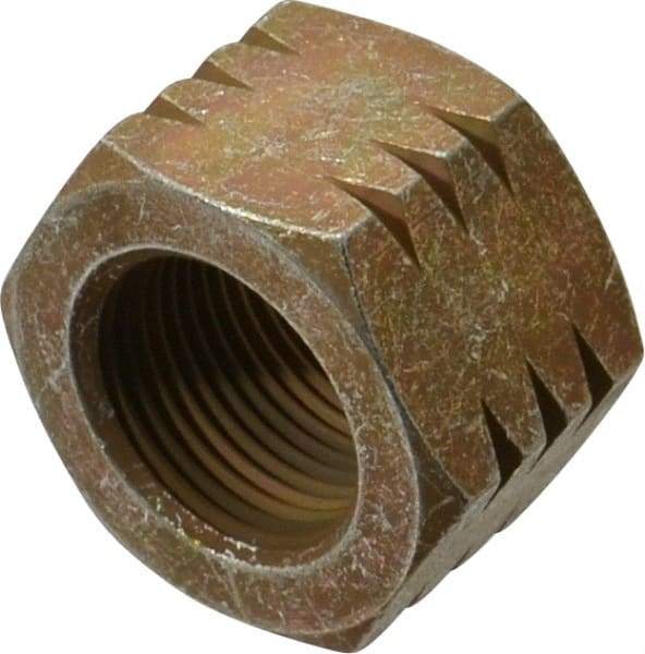 Made in USA - 1-14 UNF Steel Right Hand Hex Nut - 1-1/2" Across Flats, 55/64" High, Zinc Yellow Dichromate Cad & Waxed Finish - Top Tool & Supply