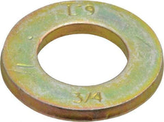 Value Collection - 3/4" Screw, Grade 9 Steel SAE Flat Washer - Zinc Yellow Dichromate Finish - Top Tool & Supply