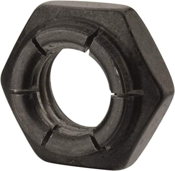 Flex-Loc - 1/2-13 UNC Grade 2 Heavy Hex Lock Nut with Expanding Flex Top - 21/64" High, Uncoated, Meets Military Specifications - Top Tool & Supply