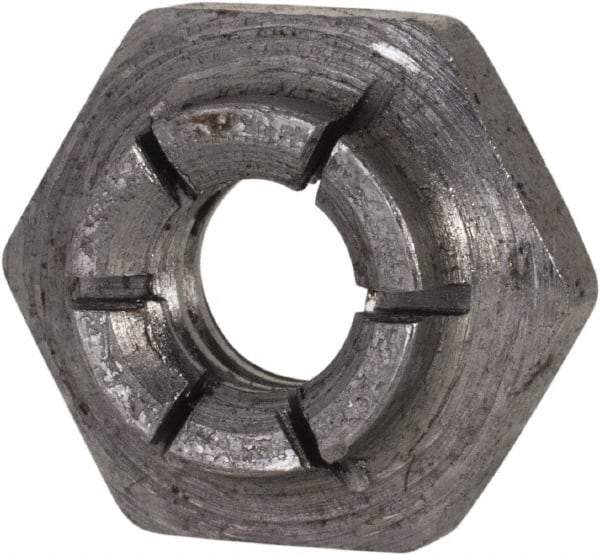 Flex-Loc - 1/4-20 UNC Grade 2 Heavy Hex Lock Nut with Expanding Flex Top - 7/32" High, Uncoated, Meets Military Specifications - Top Tool & Supply