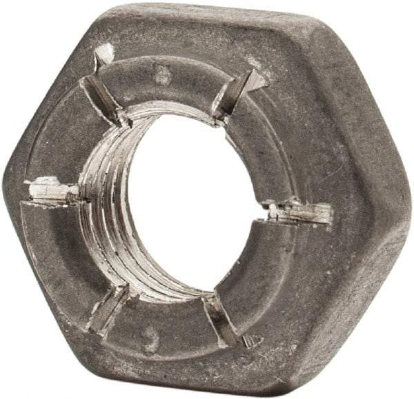 Flex-Loc - 1/4-28 UNJF 18-8 Hex Lock Nut with Expanding Flex Top - 7/32" High, Uncoated, Meets Military Specifications - Top Tool & Supply