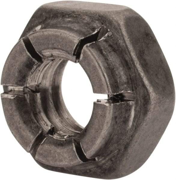 Flex-Loc - 1/4-20 UNC 18-8 Hex Lock Nut with Expanding Flex Top - 7/32" High, Uncoated, Meets Military Specifications - Top Tool & Supply