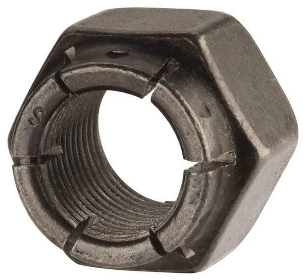 Flex-Loc - 5/8-18 UNJF Grade 2 Hex Lock Nut with Expanding Flex Top - 15/16" Width Across Flats, Uncoated, Meets Military Specifications - Top Tool & Supply