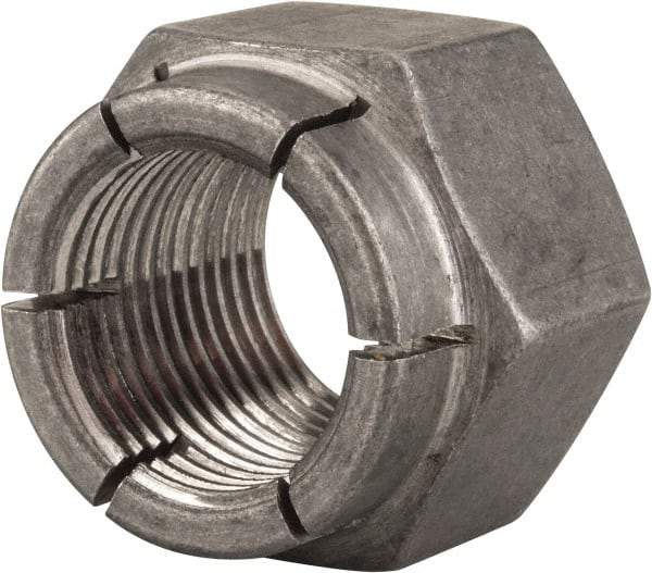 Flex-Loc - 7/8-14 UNF Grade 2 Hex Lock Nut with Expanding Flex Top - 1-1/4" Width Across Flats, 1" High, Uncoated - Top Tool & Supply