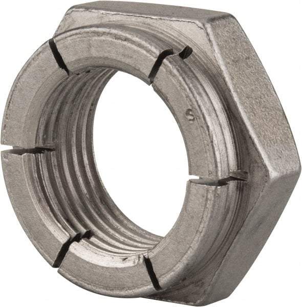 Flex-Loc - 1-12 UNJF Grade 2 Hex Lock Nut with Expanding Flex Top - 1-7/16" Width Across Flats, Uncoated, Meets Military Specifications - Top Tool & Supply