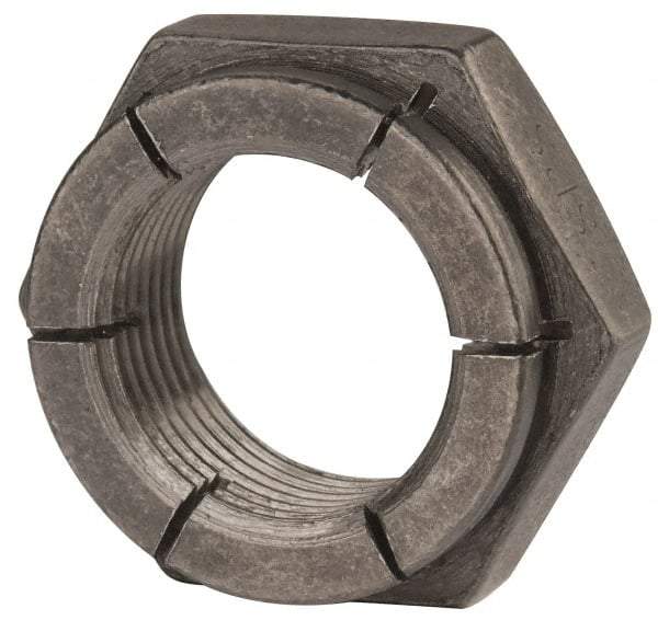 Flex-Loc - 1-14 UNJS Grade 2 Hex Lock Nut with Expanding Flex Top - 1-7/16" Width Across Flats, Uncoated, Meets Military Specifications - Top Tool & Supply