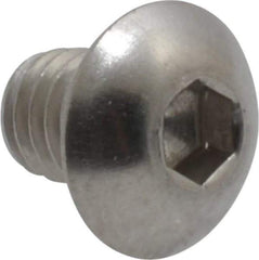 Value Collection - #10-32 UNF Hex Socket Drive, Button Screw - Grade 18-8 Stainless Steel, Uncoated, Fully Threaded, 1/4" Length Under Head - Top Tool & Supply