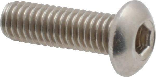 Value Collection - #10-32 UNF Hex Socket Drive, Button Screw - Grade 18-8 Stainless Steel, Uncoated, Fully Threaded, 5/8" Length Under Head - Top Tool & Supply