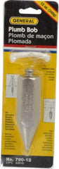 General - 4-1/2 Inch Long, 1 Inch Diameter Steel Plumb Bob - 12 Ounce - Top Tool & Supply