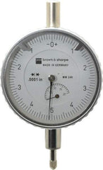 TESA Brown & Sharpe - 0.2" Range, 0-5-0 Dial Reading, 0.0001" Graduation Dial Drop Indicator - 2-1/4" Dial, 0.01" Range per Revolution, Revolution Counter - Top Tool & Supply