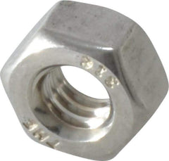 Value Collection - 1/4-20 UNC Stainless Steel Right Hand Hex Nut - 7/16" Across Flats, 7/32" High, Uncoated - Top Tool & Supply