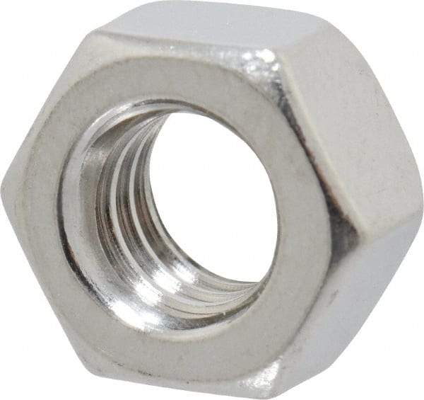 Value Collection - 5/16-18 UNC Stainless Steel Right Hand Hex Nut - 1/2" Across Flats, 17/64" High, Uncoated - Top Tool & Supply