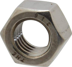 Value Collection - 3/8-16 UNC Stainless Steel Right Hand Hex Nut - 9/16" Across Flats, 21/64" High, Uncoated - Top Tool & Supply