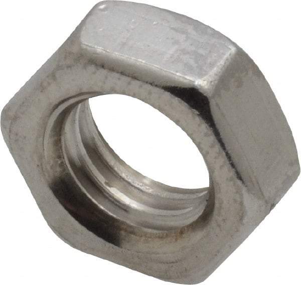 Value Collection - 3/8-16 UNC Stainless Steel Right Hand Hex Jam Nut - 9/16" Across Flats, 7/32" High, Uncoated - Top Tool & Supply