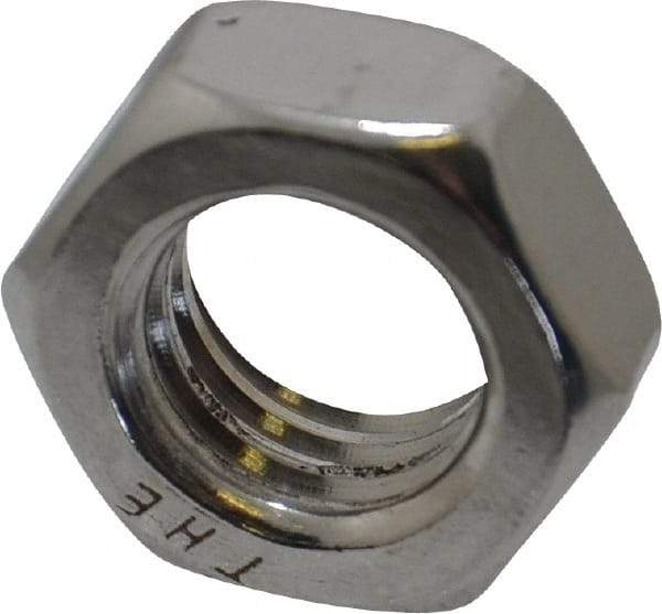 Value Collection - 1/2-13 UNC Stainless Steel Right Hand Hex Jam Nut - 3/4" Across Flats, 5/16" High, Uncoated - Top Tool & Supply