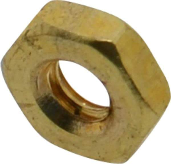 Value Collection - #10-24 UNC Brass Right Hand Machine Screw Hex Nut - 3/8" Across Flats, 1/8" High, Uncoated - Top Tool & Supply