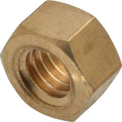 Value Collection - 3/8-16 UNC Brass Right Hand Hex Nut - 9/16" Across Flats, 21/64" High, Uncoated - Top Tool & Supply