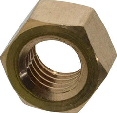 Value Collection - 1/2-13 UNC Brass Right Hand Hex Nut - 3/4" Across Flats, 7/16" High, Uncoated - Top Tool & Supply