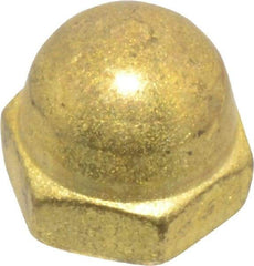 Value Collection - #6-32 UNC, 5/16" Width Across Flats, Uncoated, Brass Acorn Nut - 1/4" Overall Height - Top Tool & Supply