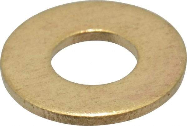 Value Collection - #8 Screw, Brass Standard Flat Washer - 0.172" ID x 3/8" OD, 0.032" Thick, Plain Finish - Top Tool & Supply