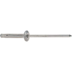 RivetKing - Dome Head Aluminum Plus Blind Rivet - Aluminum Mandrel, 1/8" to 3/8" Grip, 0.312" Head Diam, 0.129" to 0.143" Hole Diam, 0.975" Length Under Head, 1/8" Body Diam - Top Tool & Supply