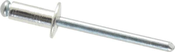 RivetKing - Size 64 Dome Head Aluminum Open End Blind Rivet - Steel Mandrel, 0.188" to 1/4" Grip, 3/8" Head Diam, 0.192" to 0.196" Hole Diam, 0.45" Length Under Head, 3/16" Body Diam - Top Tool & Supply