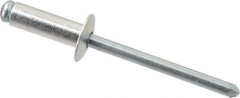 RivetKing - Size 66 Dome Head Aluminum Open End Blind Rivet - Steel Mandrel, 0.251" to 3/8" Grip, 3/8" Head Diam, 0.192" to 0.196" Hole Diam, 0.575" Length Under Head, 3/16" Body Diam - Top Tool & Supply