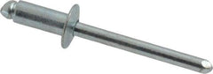 RivetKing - Size 64 Dome Head Steel Open End Blind Rivet - Steel Mandrel, 0.188" to 1/4" Grip, 3/8" Head Diam, 0.192" to 0.196" Hole Diam, 0.45" Length Under Head, 3/16" Body Diam - Top Tool & Supply