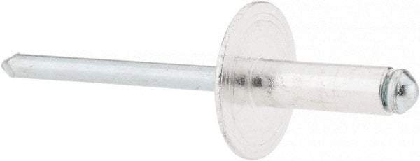 RivetKing - Size 66 Large Flange Dome Head Aluminum Open End Blind Rivet - Steel Mandrel, 0.251" to 3/8" Grip, 5/8" Head Diam, 0.192" to 0.196" Hole Diam, 0.575" Length Under Head, 3/16" Body Diam - Top Tool & Supply