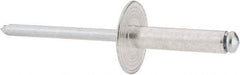 RivetKing - Size 610 Large Flange Dome Head Aluminum Open End Blind Rivet - Steel Mandrel, 0.501" to 5/8" Grip, 5/8" Head Diam, 0.192" to 0.196" Hole Diam, 0.825" Length Under Head, 3/16" Body Diam - Top Tool & Supply