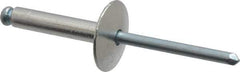 RivetKing - Size 612 Large Flange Dome Head Aluminum Open End Blind Rivet - Steel Mandrel, 0.626" to 3/4" Grip, 5/8" Head Diam, 0.192" to 0.196" Hole Diam, 0.95" Length Under Head, 3/16" Body Diam - Top Tool & Supply