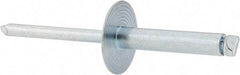 RivetKing - Size 612 Large Flange Dome Head Steel Open End Blind Rivet - Steel Mandrel, 0.626" to 3/4" Grip, 5/8" Head Diam, 0.192" to 0.196" Hole Diam, 0.95" Length Under Head, 3/16" Body Diam - Top Tool & Supply