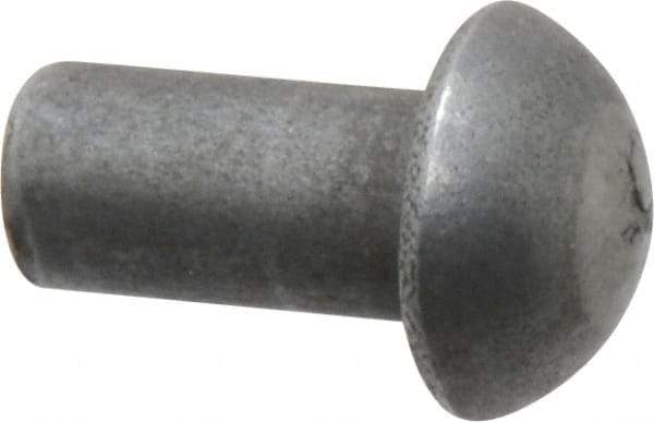 RivetKing - 1/4" Body Diam, Round Uncoated Steel Solid Rivet - 1/2" Length Under Head - Top Tool & Supply