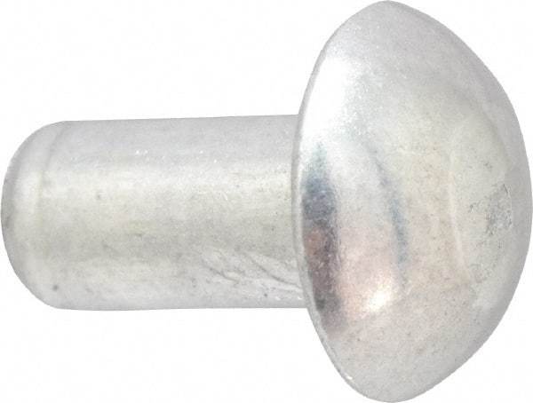 RivetKing - 1/8" Body Diam, Round Aluminum Solid Rivet - 1/4" Length Under Head, Grade 1100F - Top Tool & Supply