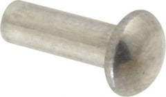 RivetKing - 1/8" Body Diam, Round Aluminum Solid Rivet - 3/8" Length Under Head, Grade 1100F - Top Tool & Supply