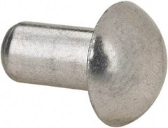 RivetKing - 3/16" Body Diam, Round Uncoated Aluminum Solid Rivet - 3/8" Length Under Head, Grade 1100F - Top Tool & Supply