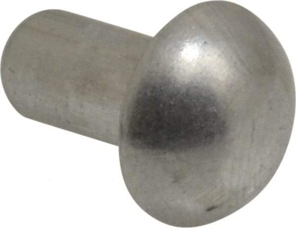 RivetKing - 1/4" Body Diam, Round Uncoated Aluminum Solid Rivet - 1/2" Length Under Head, Grade 1100F - Top Tool & Supply