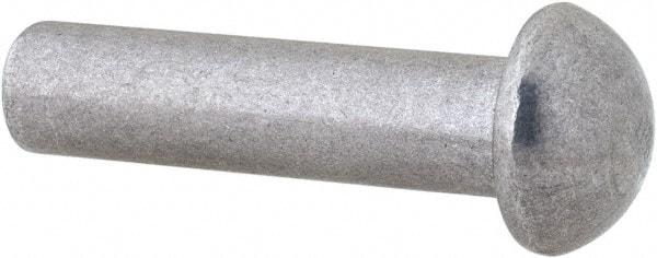 RivetKing - 1/4" Body Diam, Round Uncoated Aluminum Solid Rivet - 1" Length Under Head, Grade 1100F - Top Tool & Supply